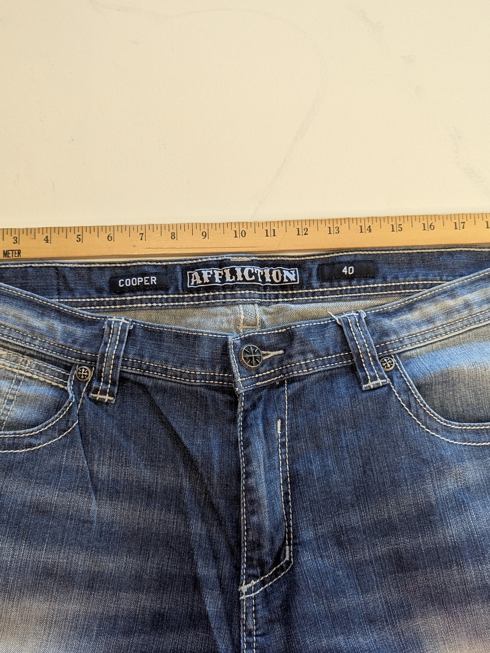 Affliction Men’s Cooper Relaxed Boot Cut Distressed Premium Biker Jeans Size 40 - Picture 14 of 16